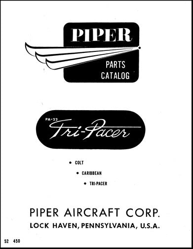 Piper PA22 Tri-Pacer & Colt Parts Catalog (752-450)