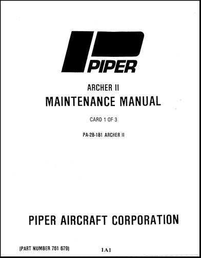 Piper PA28-181 Archer II 1976-85 Maintenance Manual (761-679)