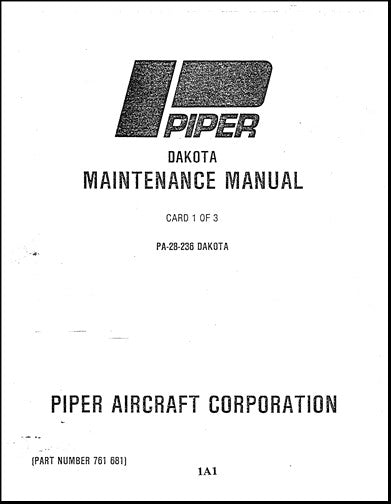 Piper PA28-236 Dakota Maintenance Manual (761-681)