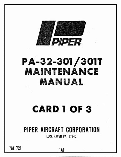 Piper PA32-301 Saratoga,PA32-301T Maintenance Manual (761-721)