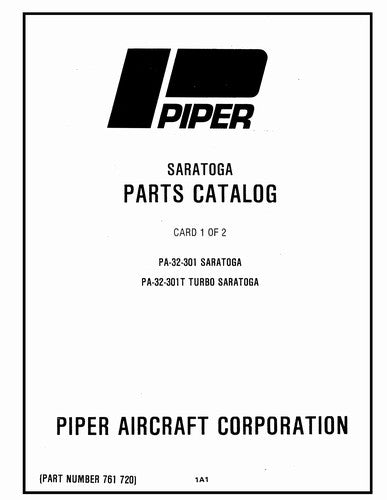 Piper PA32-301 Saratoga,PA32-301T Parts Catalog (761-720)