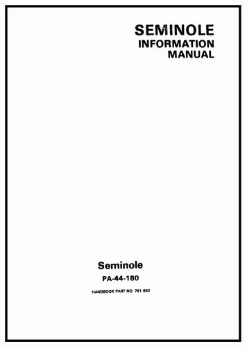 Piper PA44-180 Seminole 1979-82 Pilot's Information Manual (761-662)