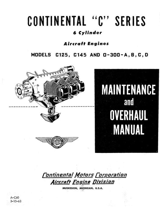 Continental A100,C115&C125 Aircraft Engines Operation, Maintenance, Overhaul & Parts List (COA100-47-OP-C)