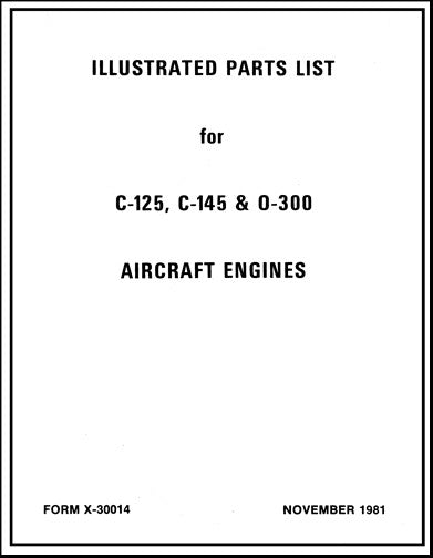 Continental C-125,C-145,O-300 1981 Illustrated Parts Catalog (X-30014)
