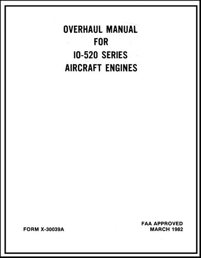 Continental IO-520 Series 1982 Overhaul Manual (X-30039ACOPY)
