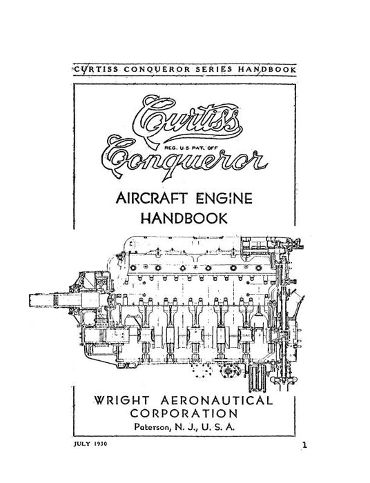 Curtiss-Wright Conqueror Engine Handbook1930 Engine Handbook (CWCONQUEROR-HB)