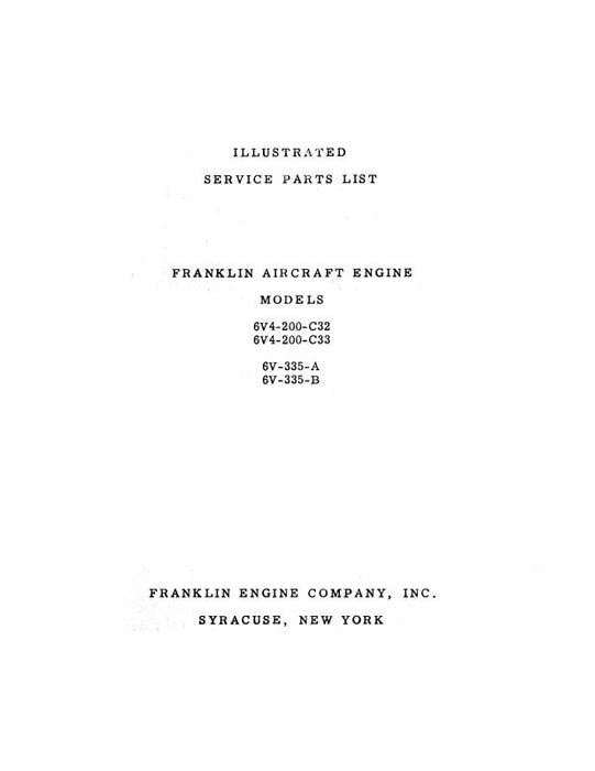 Franklin 6V4-200-C32,C33.6V-335-A,B Parts Catalog (FR6V4SER-P-C)