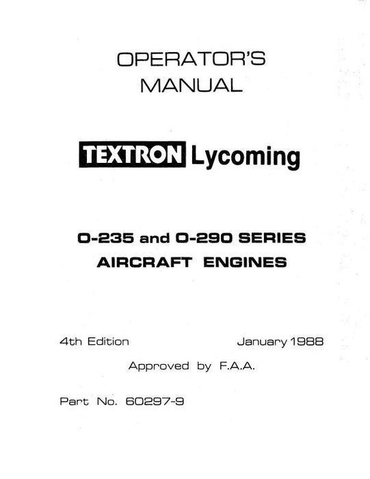 Lycoming O-235 & O-290 1988 Operator's Manual (60297-9)