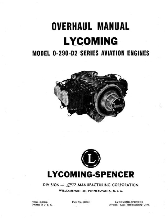 Lycoming O-290-D2 Overhaul Manual (60298-1)