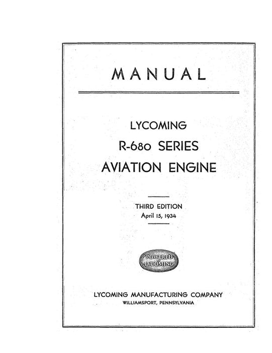 Lycoming R-680 Series Aviation Engine Instruction Book (LYR680-34-INS-C)
