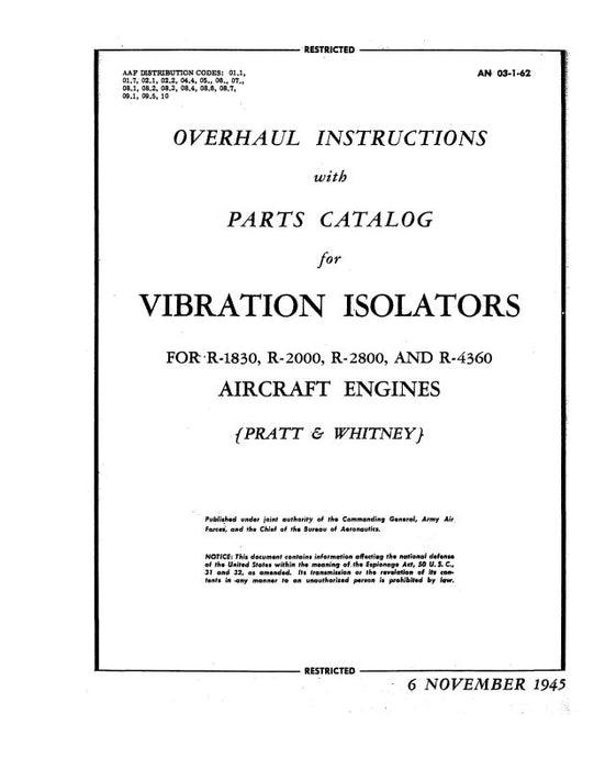Pratt & Whitney Aircraft R-1830,2000,2800&4360 Overhaul Instructions and Parts Catalog (3/1/1962)