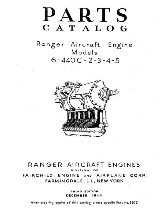 Ranger 6-440C,2,3,4,5 Series Engines Parts Catalog (RG6440CP)