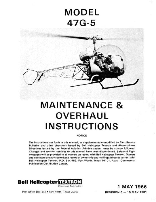 Bell Helicopter 47G-5 Maintenance & Overhaul Instructions