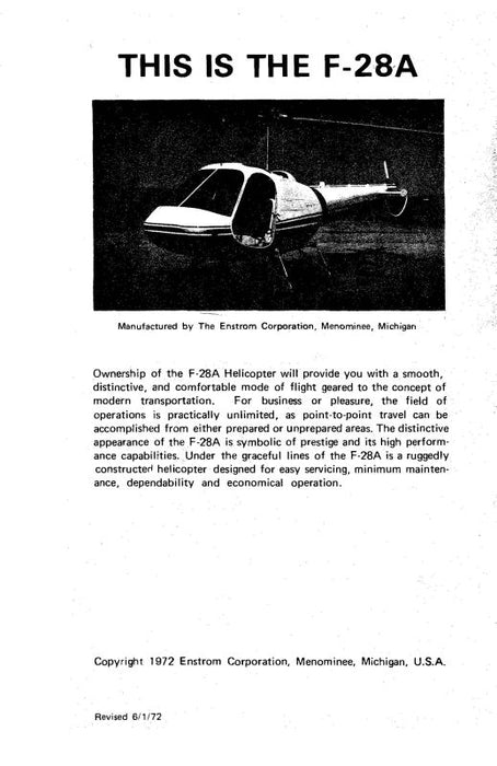 Enstrom F-28A 1972 Flight Manual (ENF28A-72-F-C)