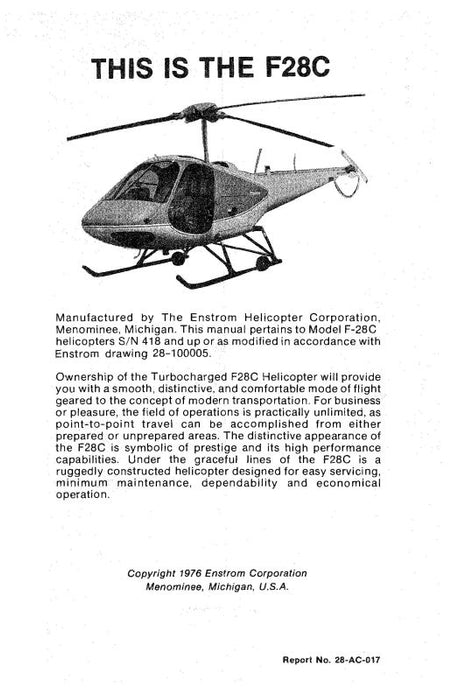Enstrom F-28C 1976 Flight Manual (ENF28C-76-F-C)