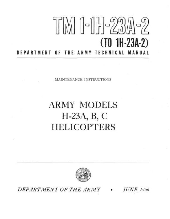 Hiller Helicopters H-23A,B & HTE-1,2 1956 Maintenance Instructions 1-1H-23A-2