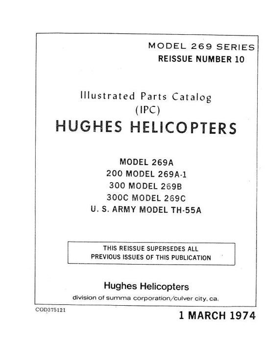 Hughes Helicopters 269A,200,300,300C 1974 Illustrated Parts Catalog (MODEL-269-SERIE)