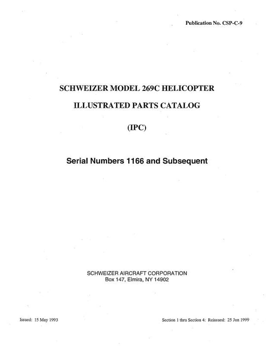 Hughes Helicopters 269C 1999 Illustrated Parts Catalog (CSP-C-9)