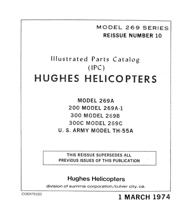 Hughes Helicopters 269 Series Helicopter 1974 Illustrated Parts Catalog (COD375121)