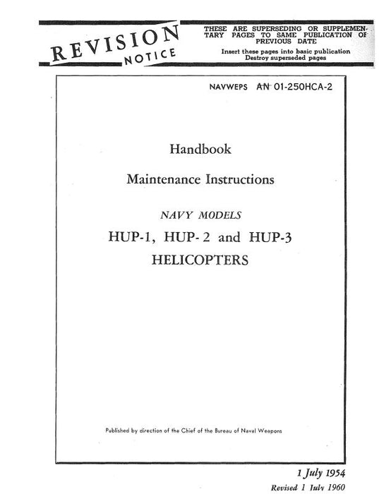 Piasecki Helicopters HUP-1,2, H-25A Helicopter 1954 Maintenance Instruction Handbook (1H-25A-2)