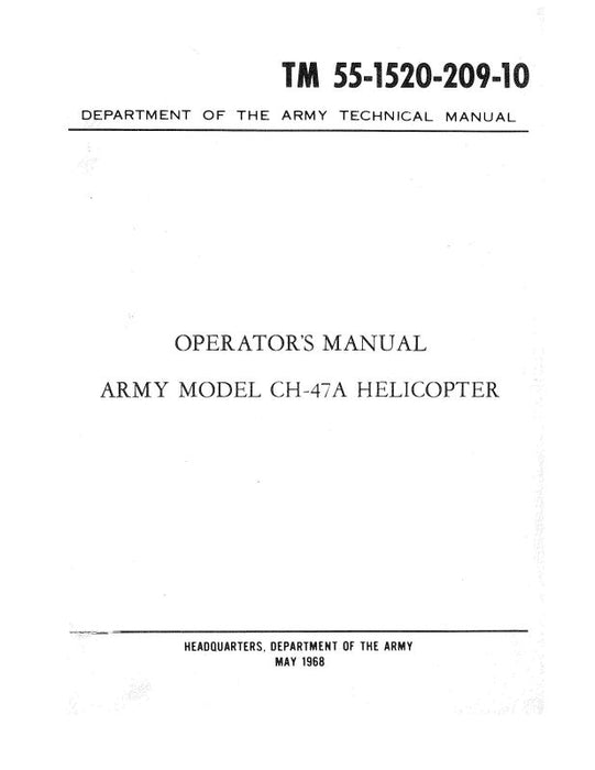 Vertol Helicopters CH-47A 1968 Operator's Manual (55-1520-209-10)