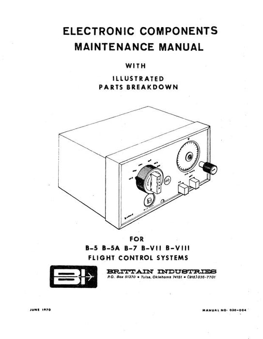Brittain Industries B-5, 5A, B-7,B-VII,B-VIII 1970 Maintenance Manual (030-004)