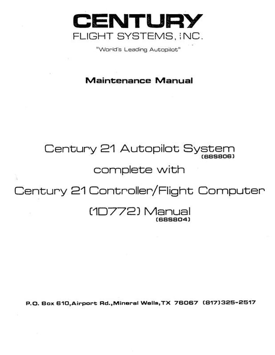 Century Flight Systems 21Autopilot System 1979 Maintenance Manual (68S806)