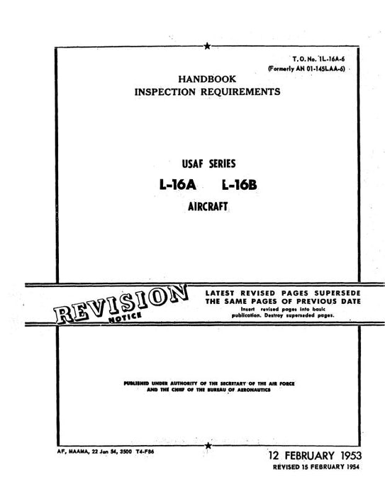 Aeronca L-16A, L-16B 1954 Inspection Requirements (1L-16A-6)