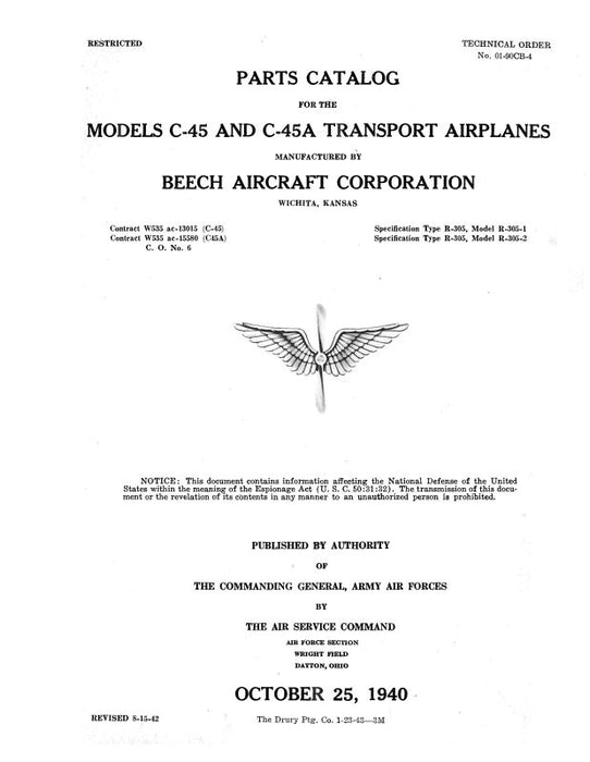 Beech C-45 & C-45A Parts List (01-90CB-4)