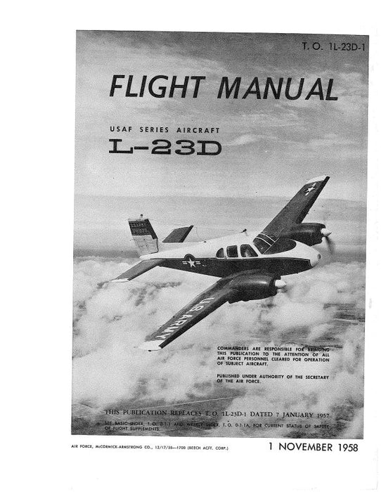 Beech L-23D Series Flight Handbook (1L-23D-1)