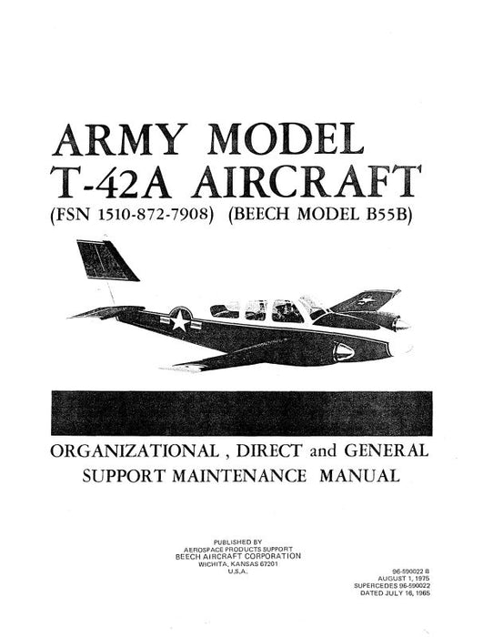 Beech T-42A Army Military Baron 55B) Maintenance Manual (1510-872-7908)