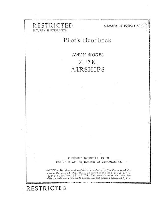 Blimps ZP2K Airships Pilot's Handbook (01-195PAA-501)