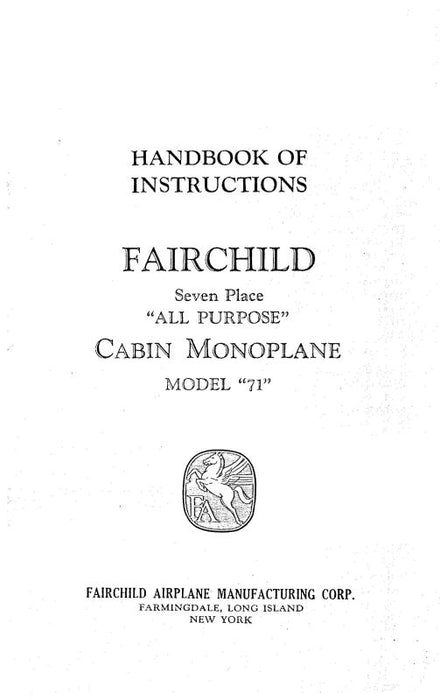 Fairchild Model 71 Instruction Handbook (FCMOD71-INS-C)