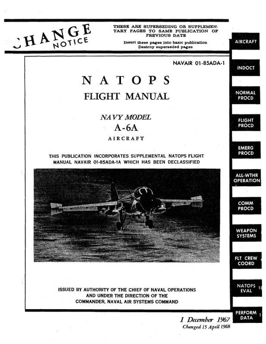 Grumman A-6A Intruder Navy Model 1967 Flight Manual (01-85ADA-1)