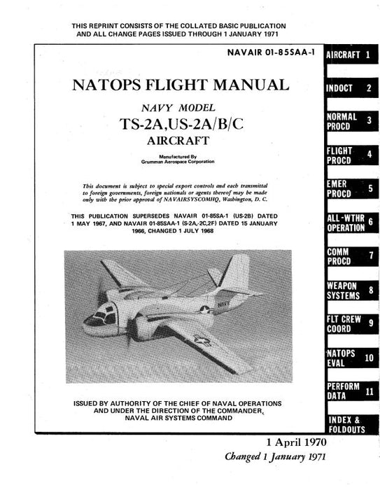 Grumman TS-2A, US-2A-B-C Flight Manual (01-85SAA-1)