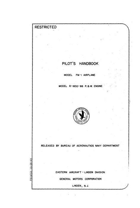 Grumman FM-1 Wildcat Pilot's Handbook (GRFM1-POH-C)