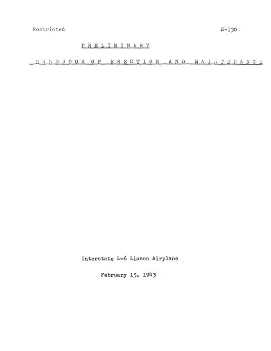 Interstate E-130 Preliminary Handbook Erection & Maintenance Handbook (INE130-43-EM-C)