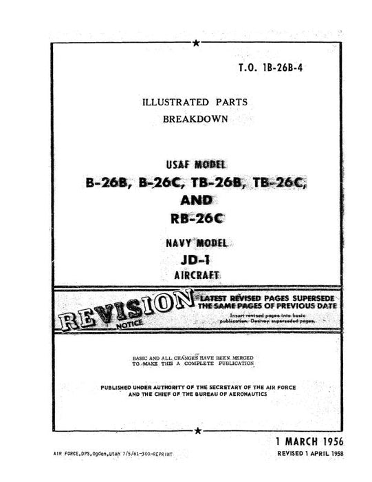 McDonnell Douglas B-26 Series 1956 Illustrated Parts Breakdown (1B-26B-4)