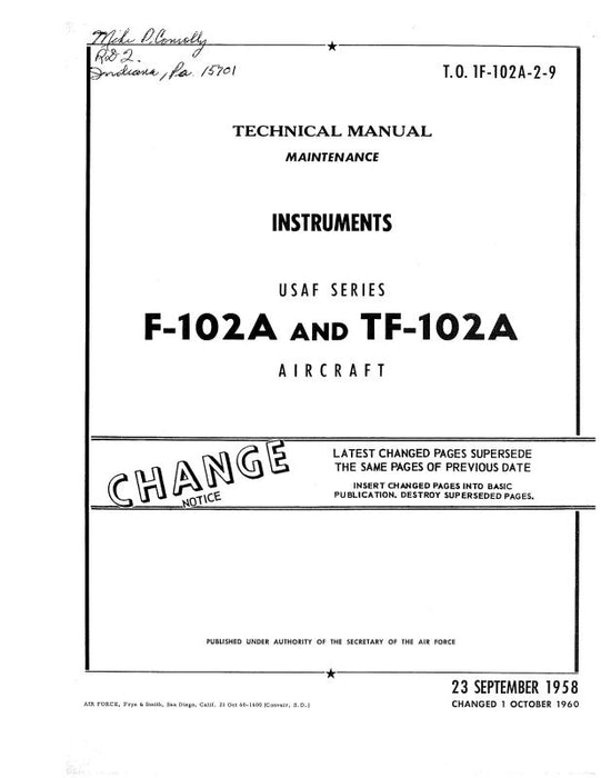 McDonnell Douglas F-102A & TF-102A 1958 Maintenance Manual (1F-102A-2-9)