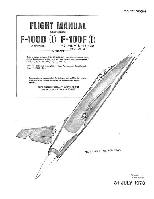 North American F-100D(I) & F-100F(I) 1973 Flight Manual (1F-100D(I)-1)