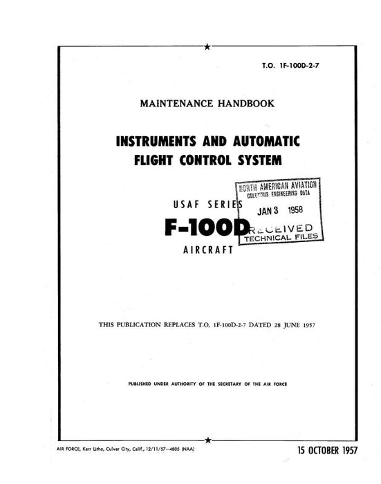 North American F-100D 1957 Maintenance Handbook (1F-100D-2-7)