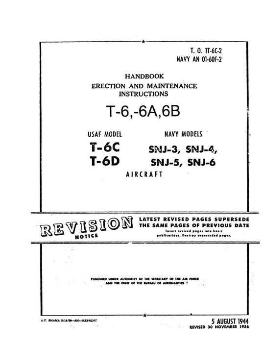North American T-6,-6A,6B 1944 Erection and Maintenance Instructions Handbook (1T-6C-2)