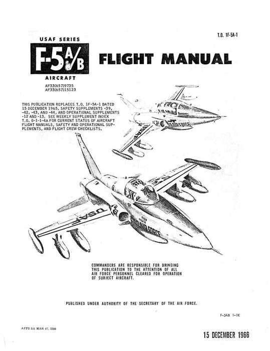 Northrop Aircraft Inc. F-5A 1966 Flight Manual (1F-5A-1)