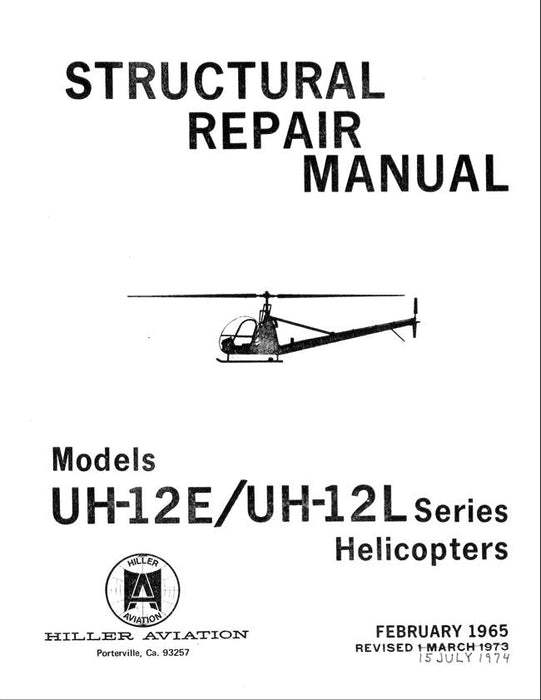 Hiller Helicopters Models UH-12D, 12E, 12L 1973 Structural Repair Manual