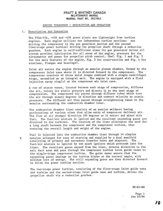 Douglas PT6A-45A-45R, Fuel Control Description, Hartzel Prop HC 85MC-3C Turbo-Prop Maintenance  Manual (Part No. 3027042)