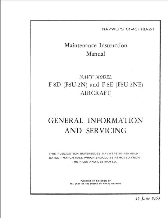 Navy Model F-8D (F8U-2N) & F-83 (F8U-2NE) General Information and Servicing Maintenance Manual (NAVWEPS 01-45HHD-2-1)