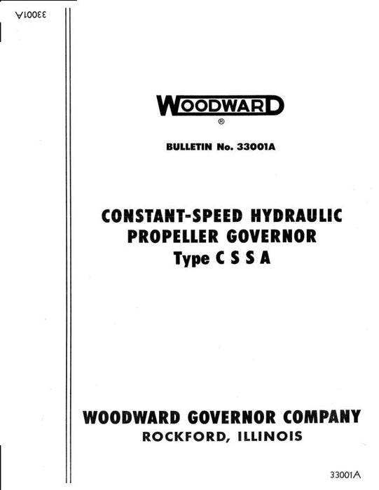 Woodward Constant-Speed Hydraulic Propeller Governor Type CSSA Bulletin 33001A (33001A)