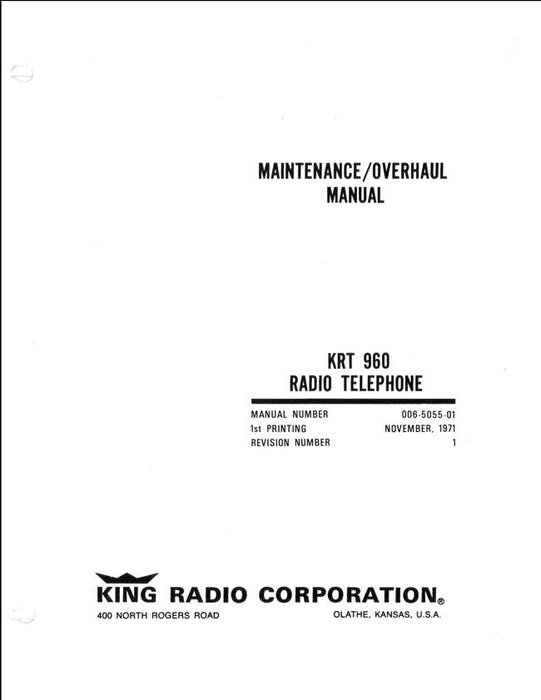 King KRT 960 Radiotelephone System Maintenance-Overhaul Manual (006-5055-01)