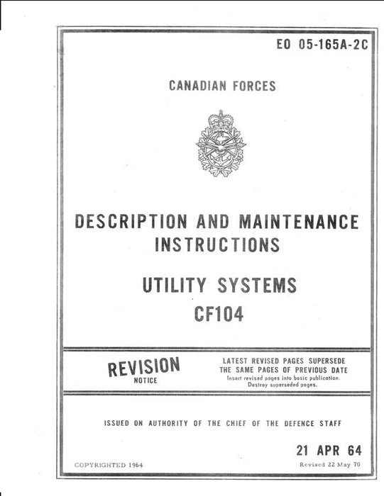 Canadian Forces Utility Systems CF104 Description & Maintenance Instructions Manual (EO 05-165A-2C)