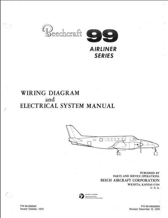 Beech 99 Airliner Series Wiring Diagram & Electrical System Manual (Part No. 99-590028A3)